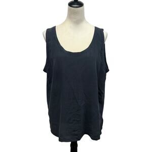 Quiet‎ Luxury Black Silk Tank Top Ellen Ashley Minimalist XL